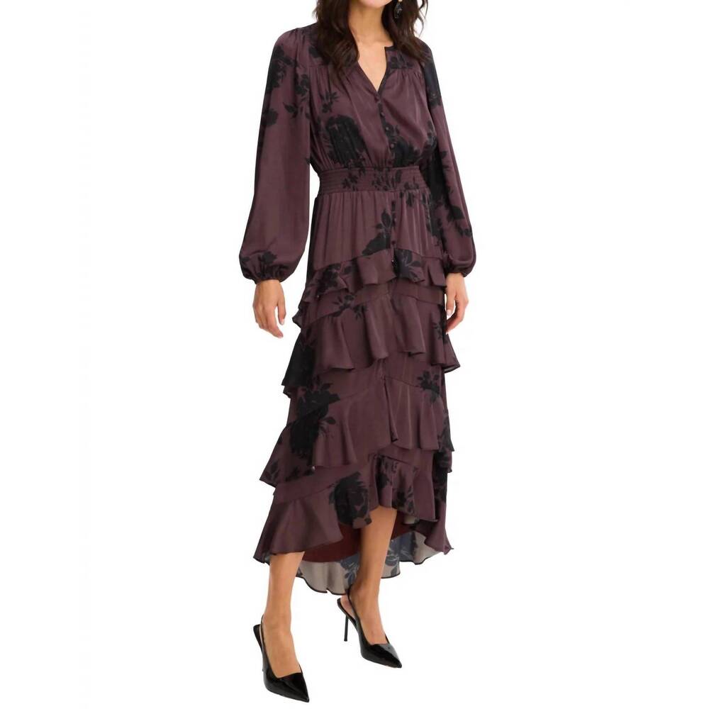 NEW ALLISON NEW YORK josie maxi dress in brown floral - Picture 4 of 5